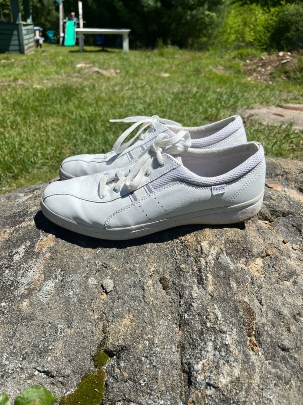 Keds Spirit White Leather Athletic Walking Sneakers/Shoes WH14168M Size 10